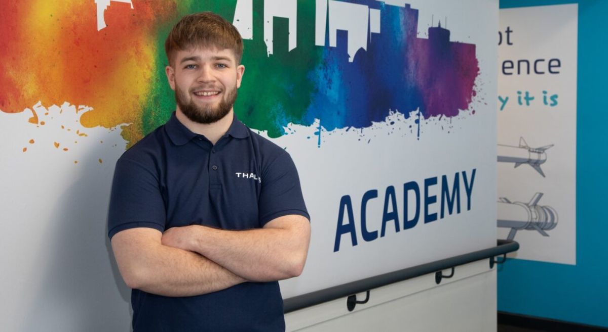 Picture of a SERC Apprentice at Thales, smiling